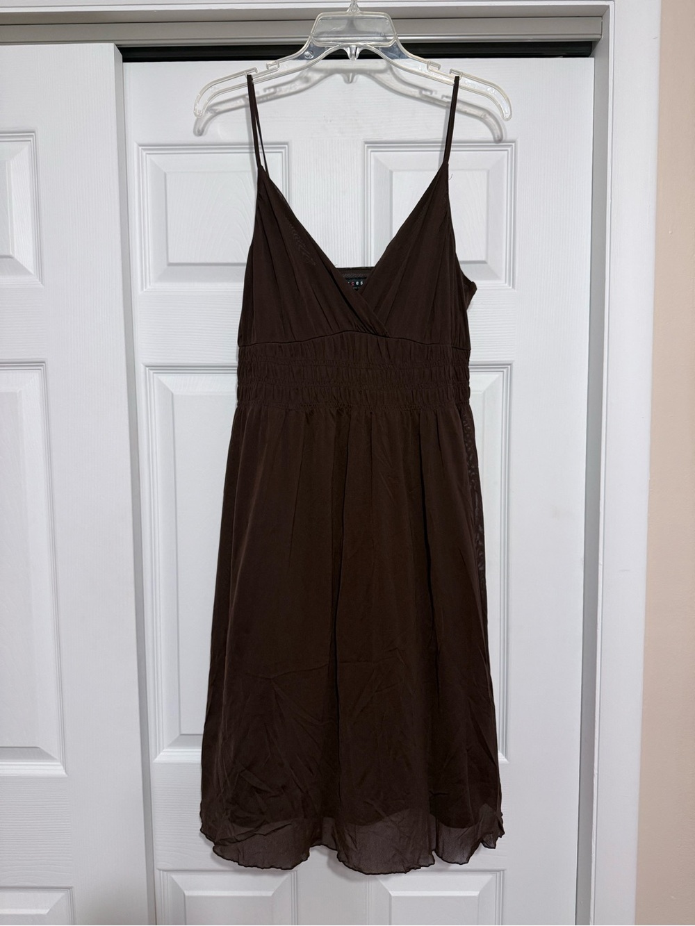 Axcess Brown Spaghetti Strap V-Neck Dress - Size Large